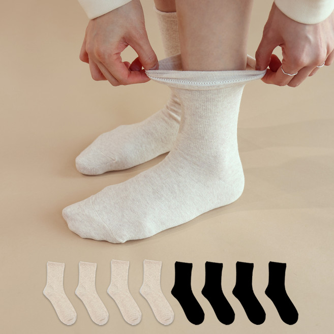유어삭스 여성용 구멍NO 앞코 2올 보강 밴드조임 없이 편안한 양말 8켤레