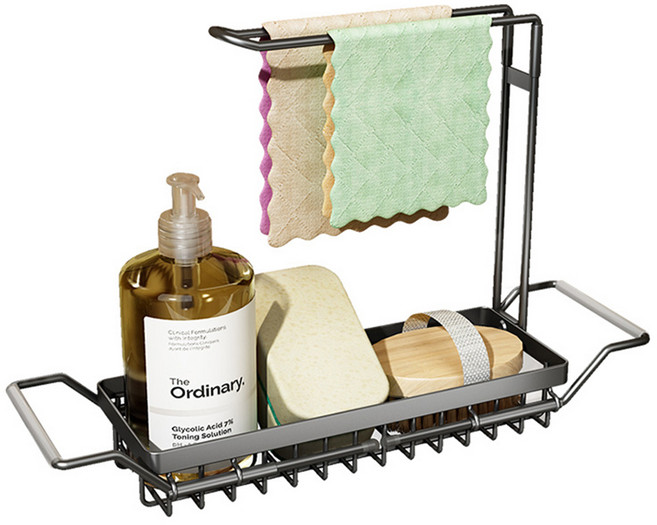 씨앤쯔 304 스테인레스 행주 걸레 세제 신축성 거치대, 블랙, 1개