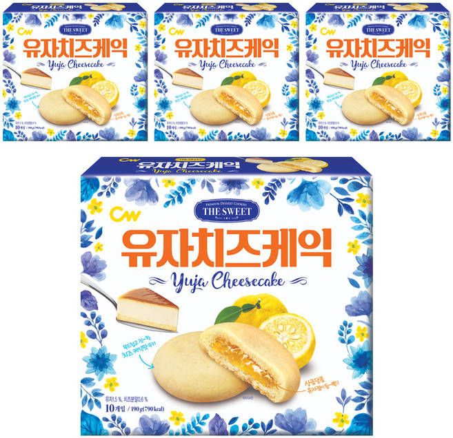 청우식품 유자치즈케익, 190g, 4개