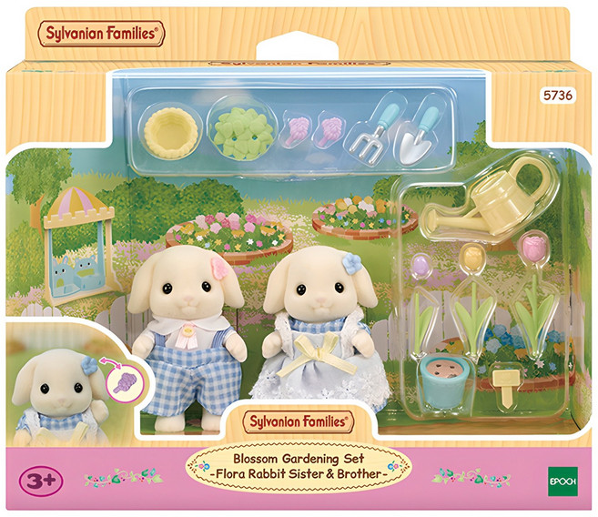 실바니안패밀리 플로라 토끼 남매의 꽃 가꾸기 피규어 세트 5736, 1세트