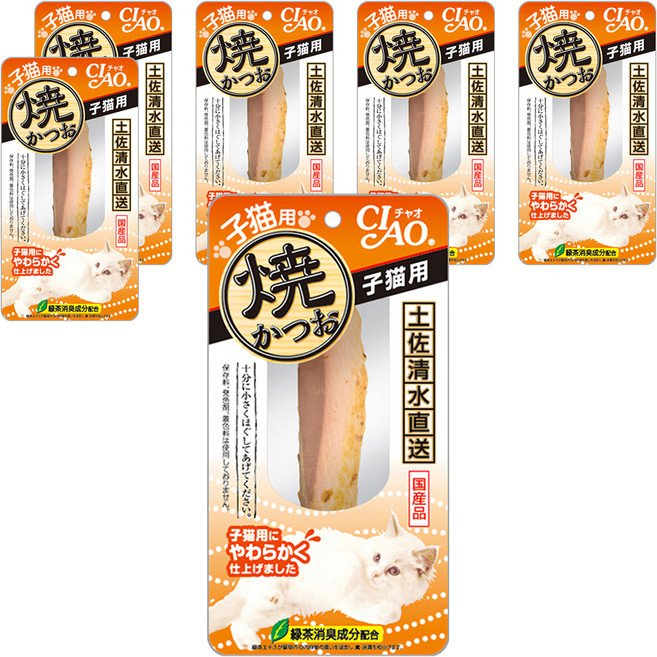 INABA CIAO 啾嚕 宗田鰹燒魚柳條 幼貓配方, YK-21 鰹魚, 18g, 6包