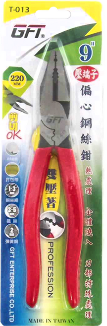 GFT 金富泰五金 9吋偏心端子鋼絲鉗, 1支