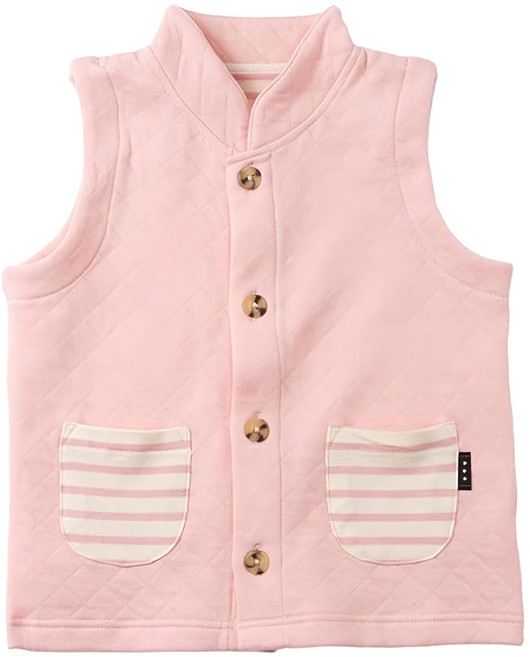 兒童款 珊瑚絨保暖背心 雙面棉 90cm 粉條紋