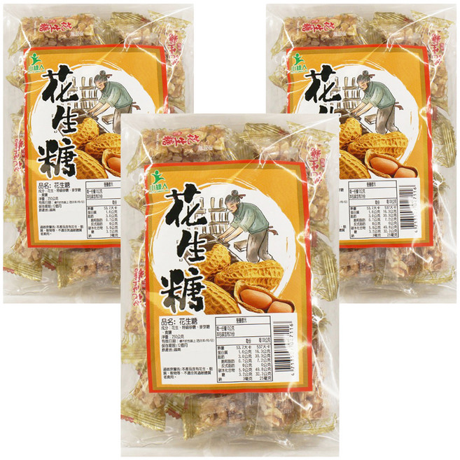 小綠人 花生糖, 250g, 3袋