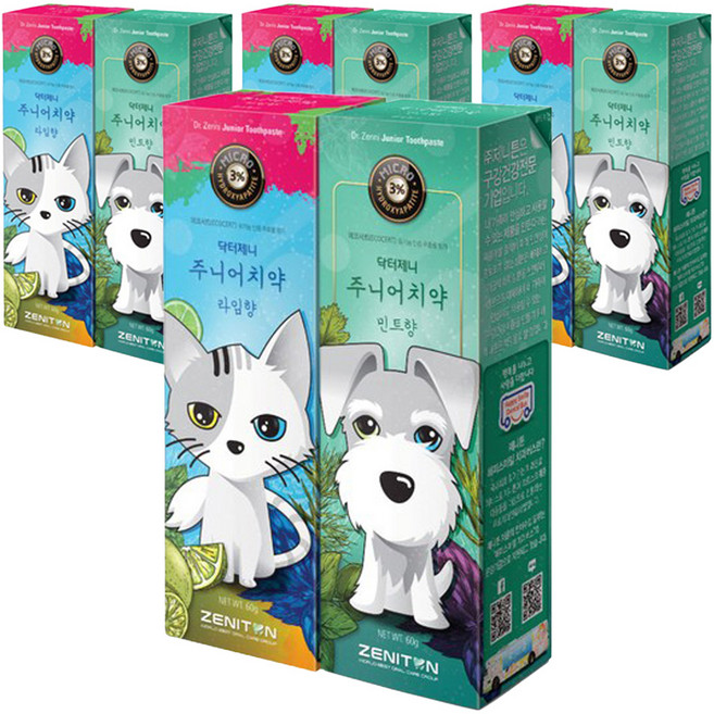 제니튼 닥터제니 주니어치약 라임향 60g + 민트향 60g, 4세트