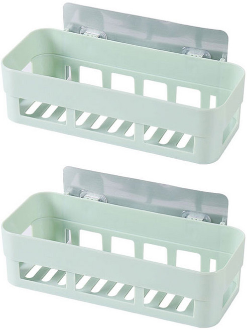 더자카 접착식 다용도 정리수납함, 그린, 2개