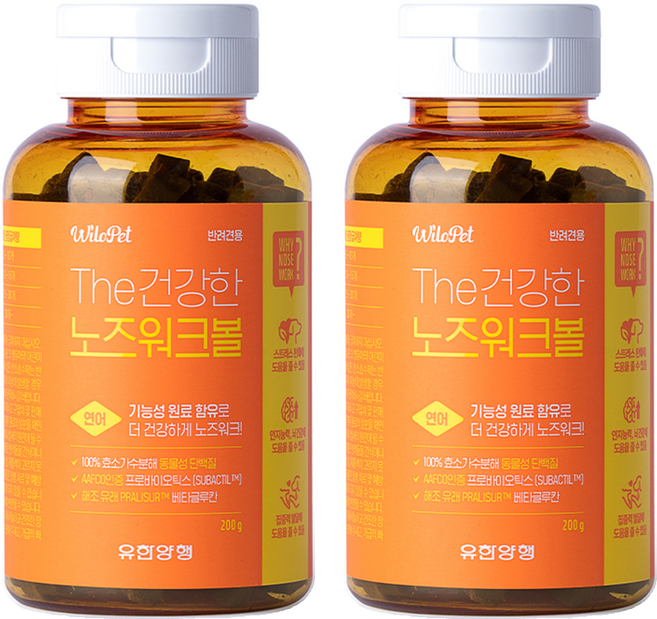 윌로펫 강아지 유한양행 The 건강한 가수분해 노즈워크 간식, 연어, 200g, 2개