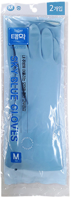 태화 컬러 고무장갑 2켤레, 스카이블루, 중(M), 1세트