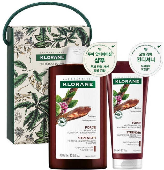 클로란 퀴닌 샴푸 400ml + 컨디셔너 200ml 선물세트 + 쇼핑백, 1개