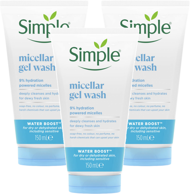 Simple 清妍 極致補水深層潔顏凝露, 150ml, 3條