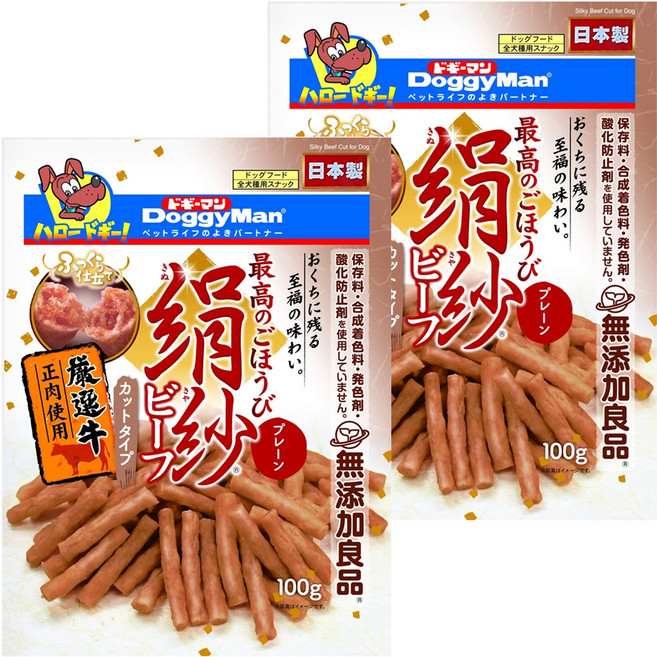 DoggyMan 多格漫 絹紗短切牛肉條 犬用零食, 牛肉口味, 100g, 2包