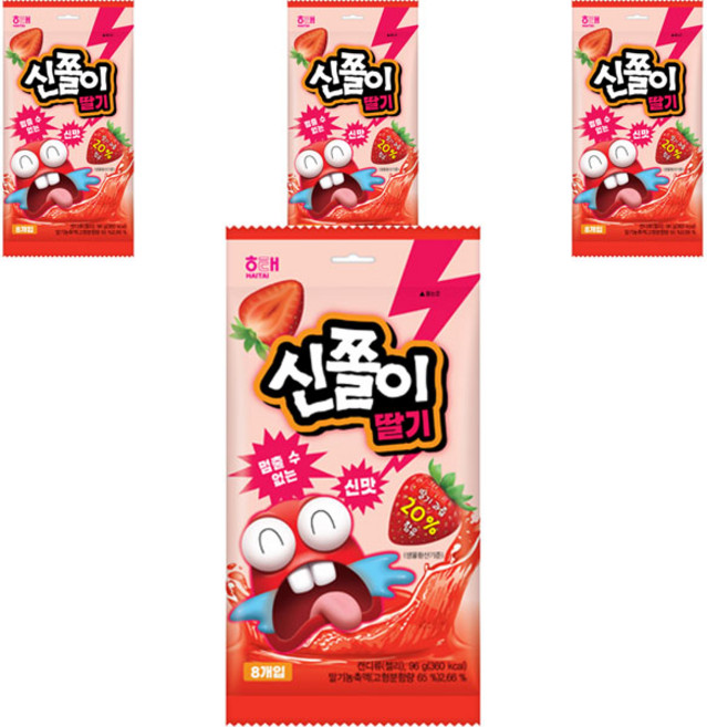 해태제과 신쫄이 젤리 딸기 8개입, 96g, 4개