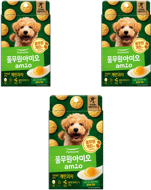 풀무원아미오 강아지 자연담은 간식, 계란맛, 50g, 3개