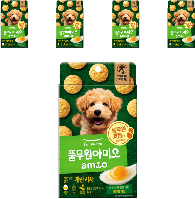 풀무원아미오 강아지 자연담은 간식, 계란맛, 50g, 5개