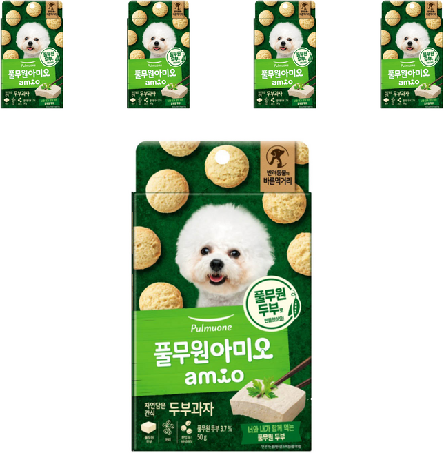 풀무원아미오 강아지 자연담은 간식, 두부맛, 50g, 5개