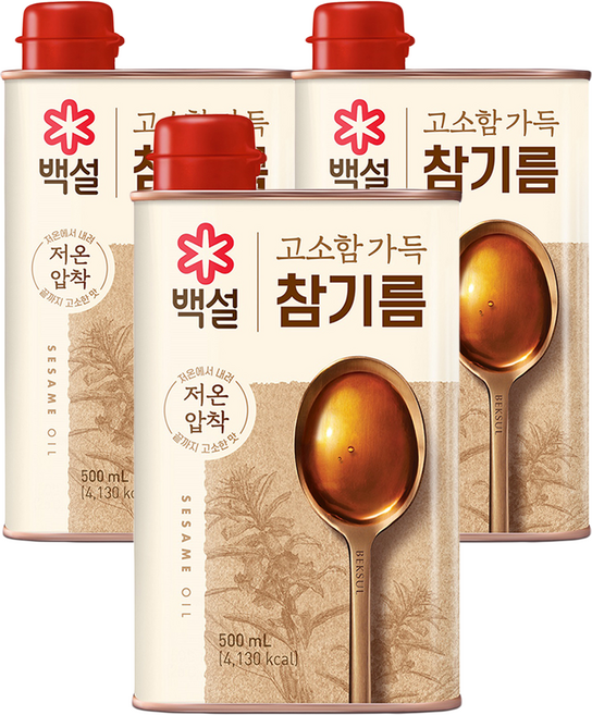 백설 고소함 가득 참기름, 500ml, 3개