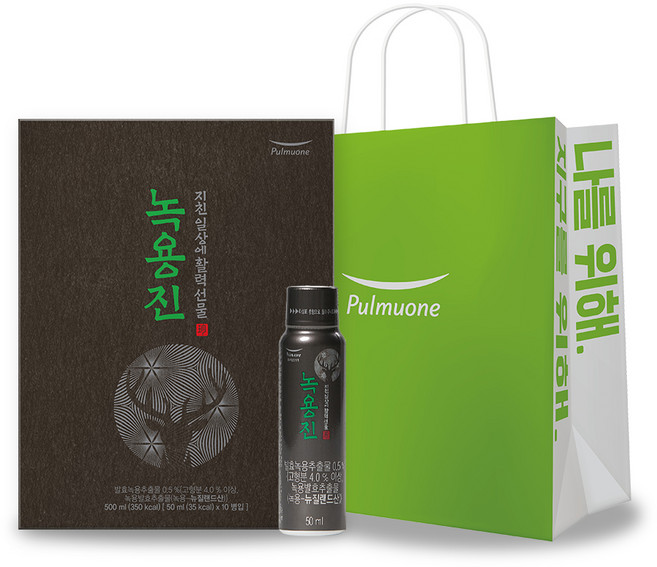 풀무원건강생활 뉴질랜드 녹용진 50ml x 10p 선물세트 + 쇼핑백, 500ml, 1세트