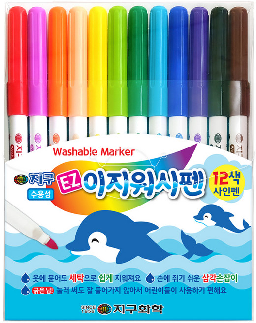 지구화학 이지워시 사인펜, 12색, 1개