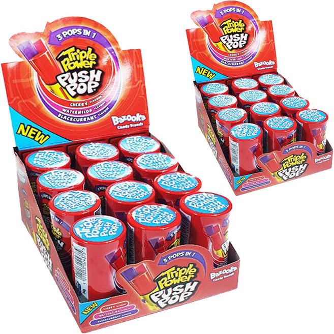 푸시팝 바주카 트리플파워 레드 립스틱 캔디, 24개, 34g