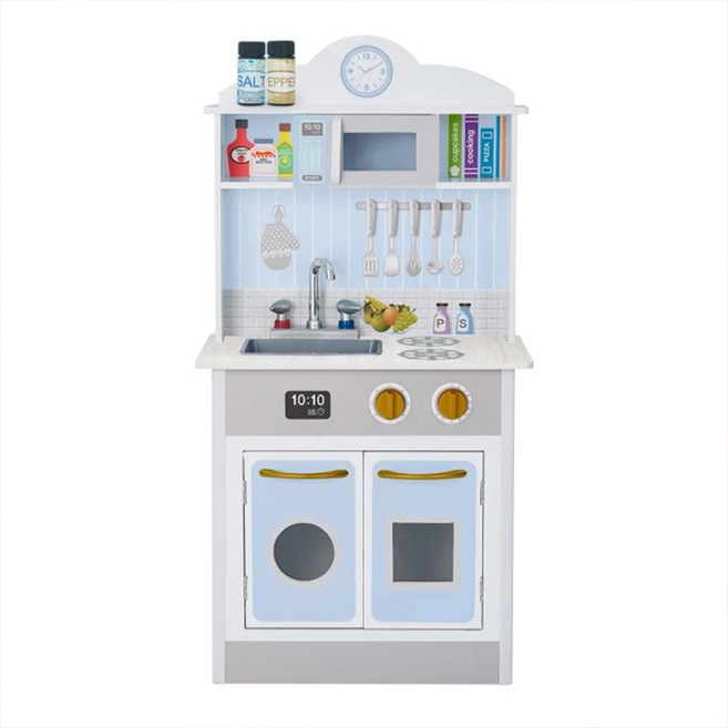 teamson kids 小廚師馬德里木製廚房玩具, 藍色 + 白色, 1個