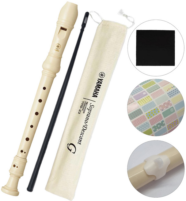 야마하 소프라노 저먼식 리코더 올인원 풀패키지 YRS-23G, 아이보리, 1세트