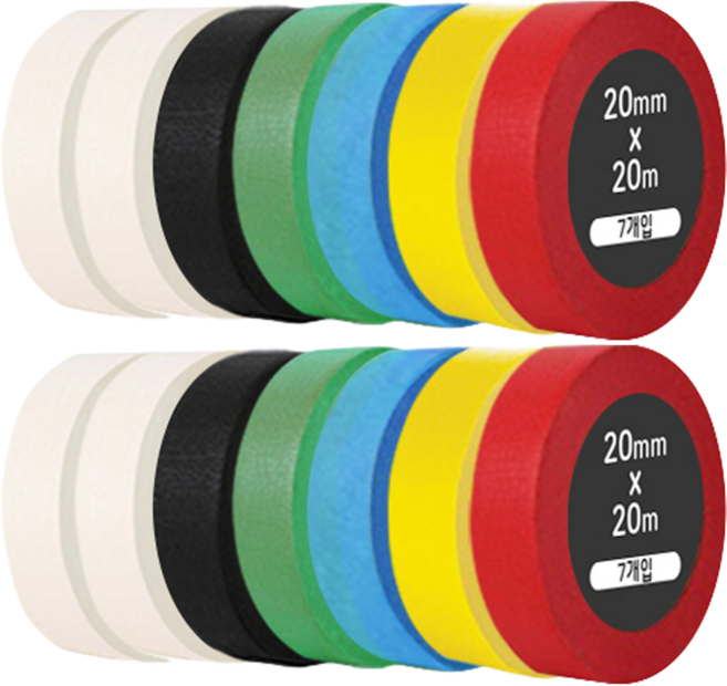 iQIHAN 레인보우 마스킹테이프 7개입 20mm x 20m, 혼합색상, 2세트