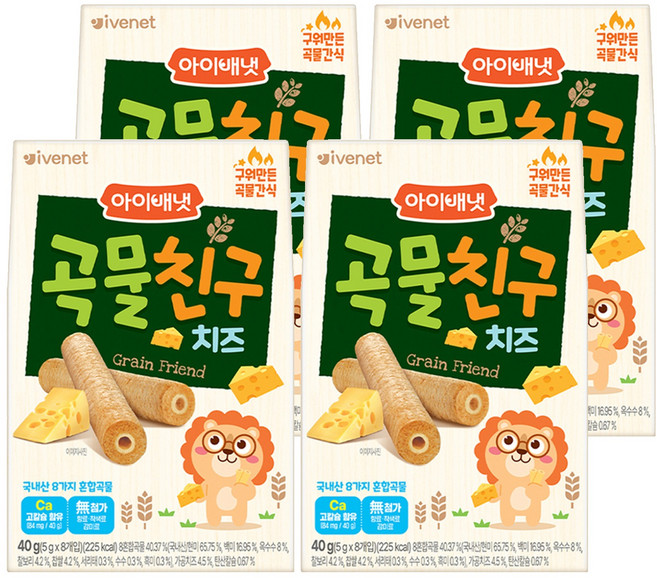韓國 ivenet 穀物棒棒 9個月以上 8支入, 起司, 40g, 4盒