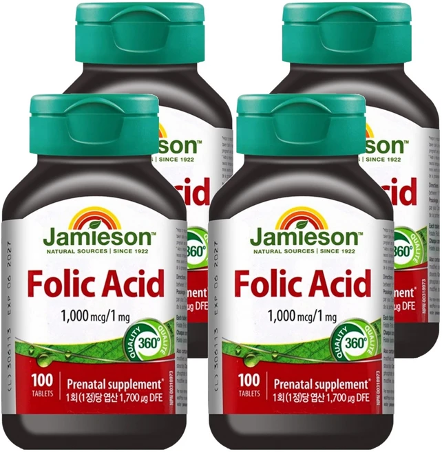 자미에슨 엽산 25g, 100정, 4개 - 쿠팡