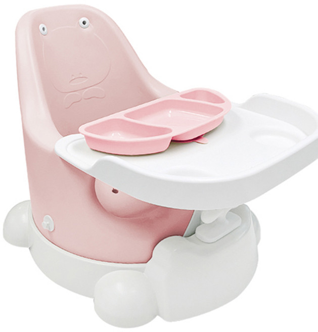 젤리맘 유아용 무나 부스터체어 + 트레이 + 카트 + 흡착식판 세트, 피치핑크(체어), 핑크(식판)
