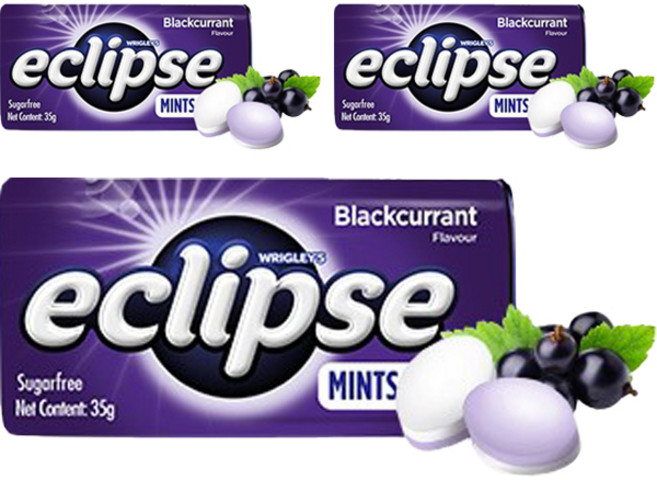 eclipse 易口舒 黑醋栗香糖果, 3個, 35g