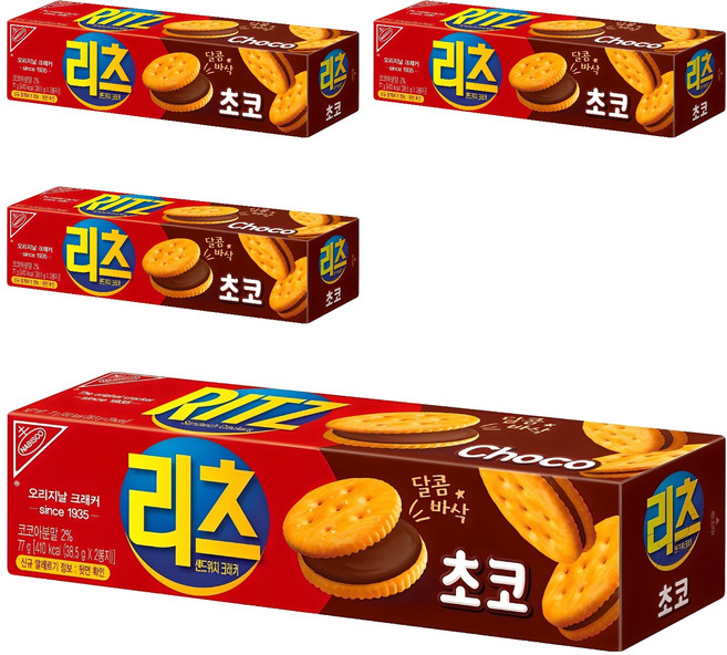 리츠 샌드위치 크래커 초코, 77g, 4개