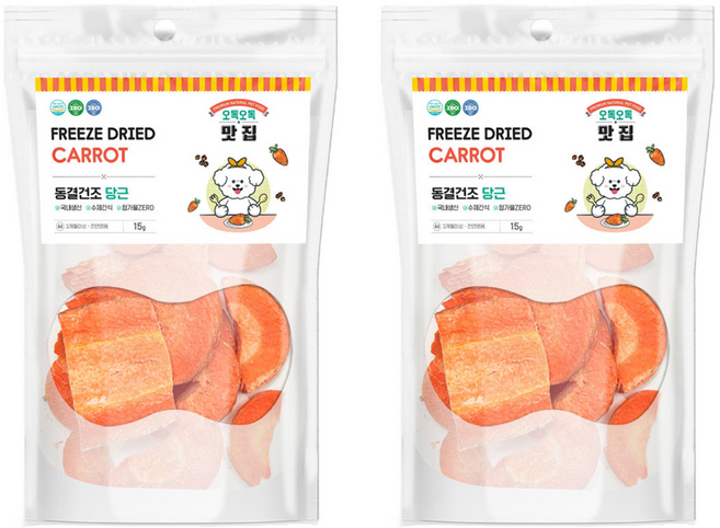 제이그린푸드 반려동물 오독오독맛집 동결건조 간식, 당근, 15g, 6개