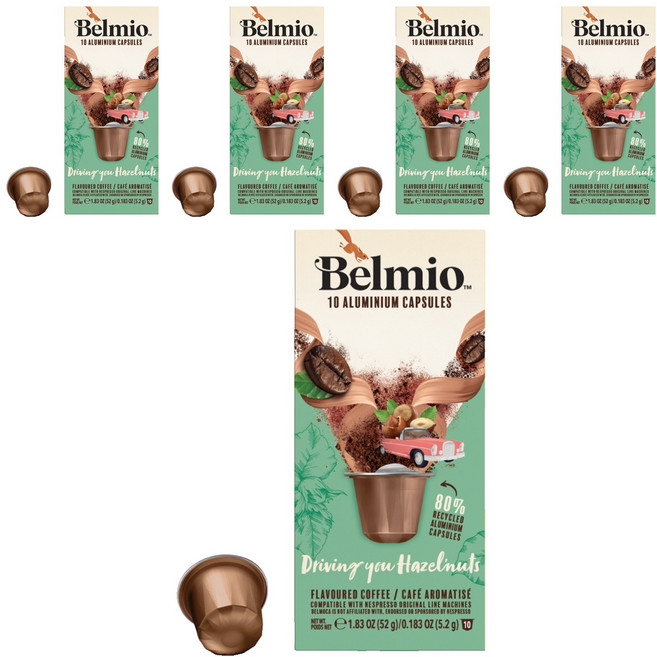 벨미오 드라이빙 유 헤이즐넛 캡슐커피 네스프레소 호환캡슐, 5개, 10개입, 5.2g