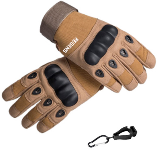 리젠스 하드셸 바이크 장갑 + 장갑 클립 1p, 베이지