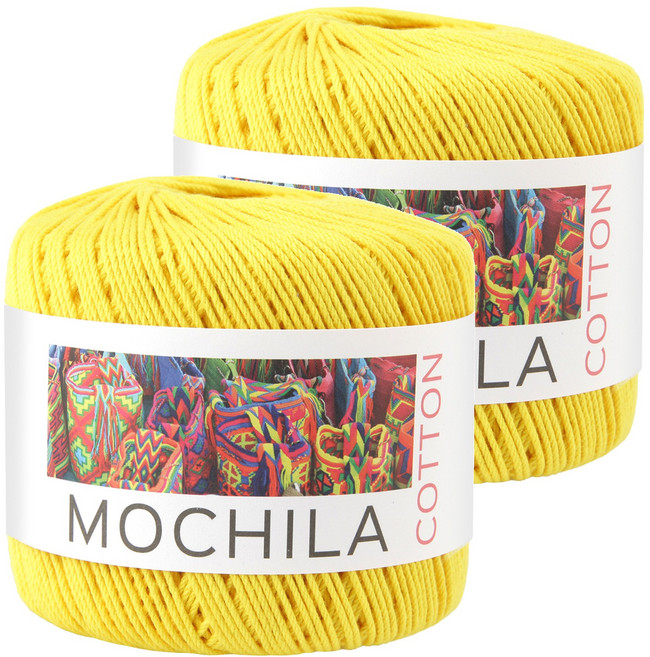 brandyarn Mochila 棉針織線 黃色 200公尺, 2捲