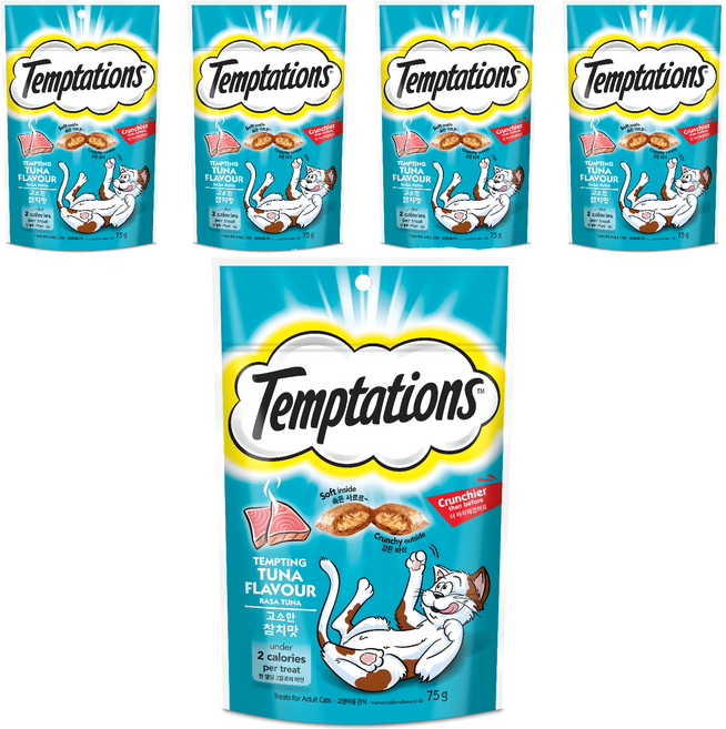 템테이션 고양이 스낵, 고소한 참치맛, 75g, 5개