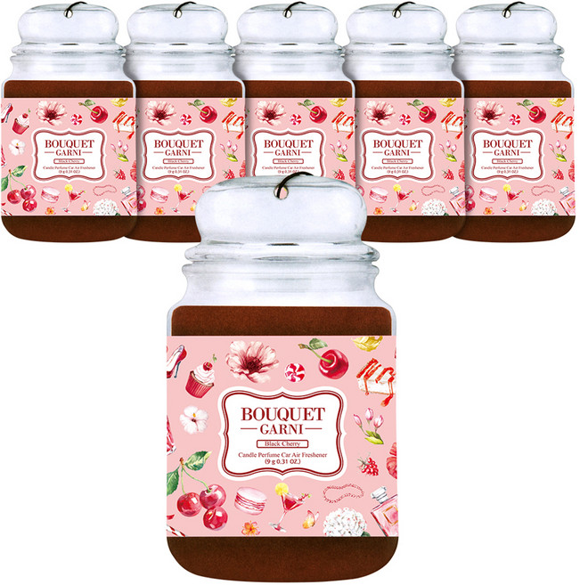 부케가르니 캔들 퍼퓸 차량용 방향제, 6개, 블랙체리