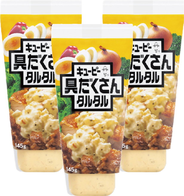 kewpie 塔塔醬 內含扎實的雞蛋與洋蔥顆粒, 145g, 3條