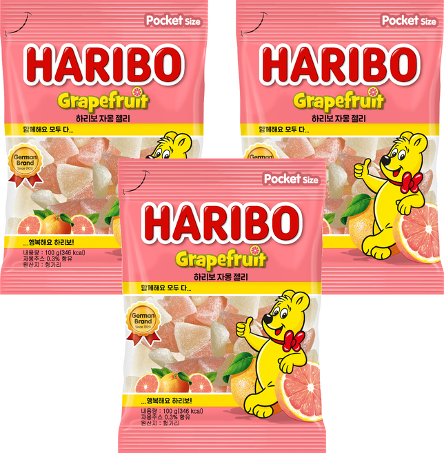 하리보 그레이프 프루트 젤리, 100g, 3개