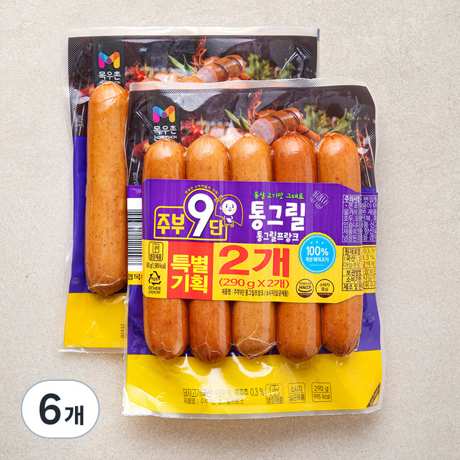 주부구단 목우촌 통그릴 프랑크, 290g, 6개