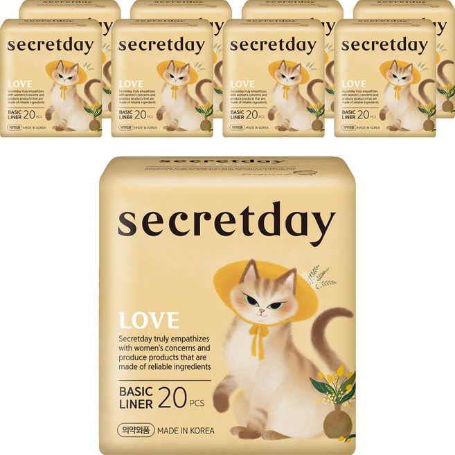 시크릿데이 러브 팬티라이너, 일반, 20개입, 9개