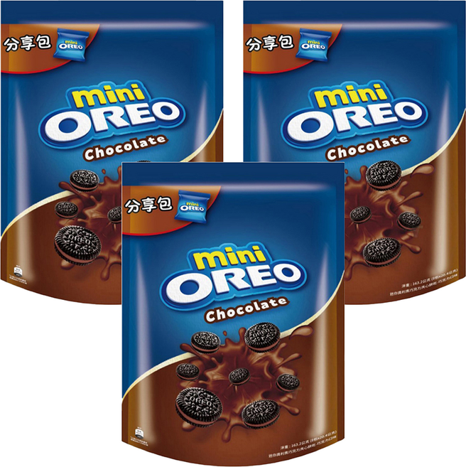 OREO 奧利奧 迷你夾心餅乾 巧克力口味分享包 8包入, 20.4g, 3袋