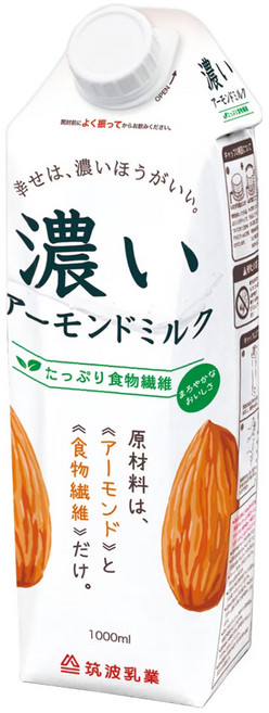 TSUKUBA 筑波乳業 香濃杏仁飲 無糖, 1瓶, 1L