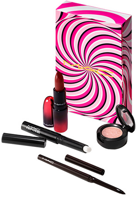 맥 에이스 유어 페이스 룩 인 어 박스 레드 4종 세트, 1세트, 립프라이머 + 립스틱 + 섀도우 + 라이너