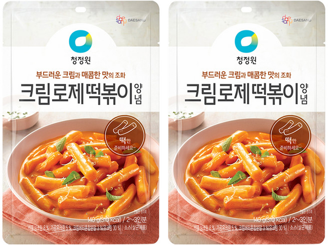 청정원 크림로제 떡볶이 양념, 2개, 140g