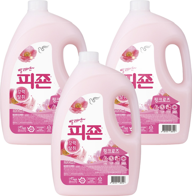 피죤 레귤러 섬유유연제 핑크로즈 본품, 3.1L, 3개