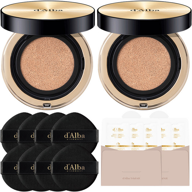 [비건뷰티] 달바 글로우 핏 세럼 커버 쿠션 15g + 퍼프 4p + 세럼 클렌저 9ml 세트, 23호(쿠션), 2개