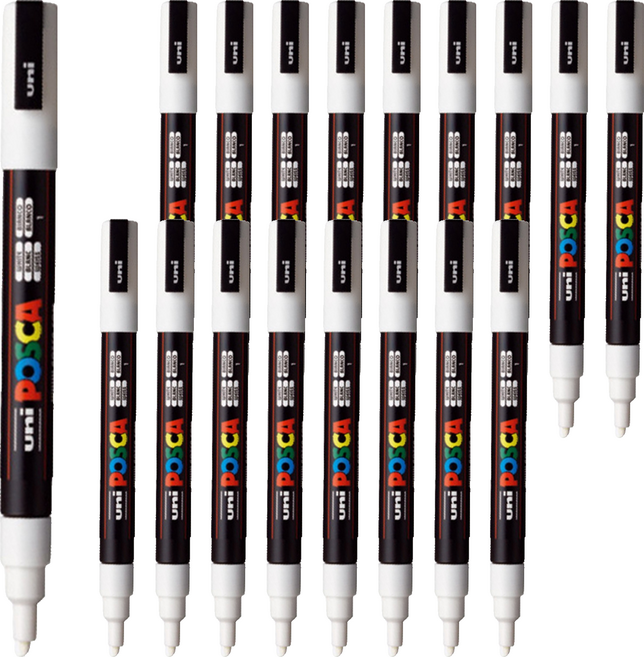POSCA 彩色麥克筆 白色 PC-3M, 18個, 1色