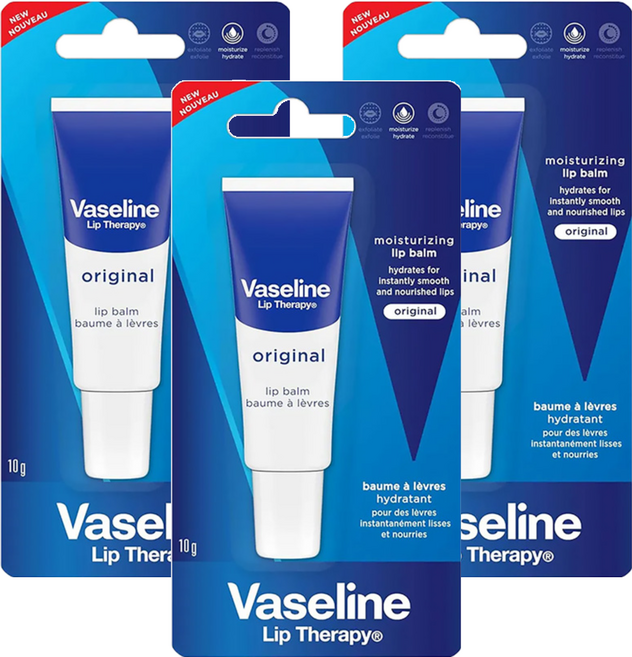 Vaseline 凡士林 護唇膏, 經典無香, 10g, 3條