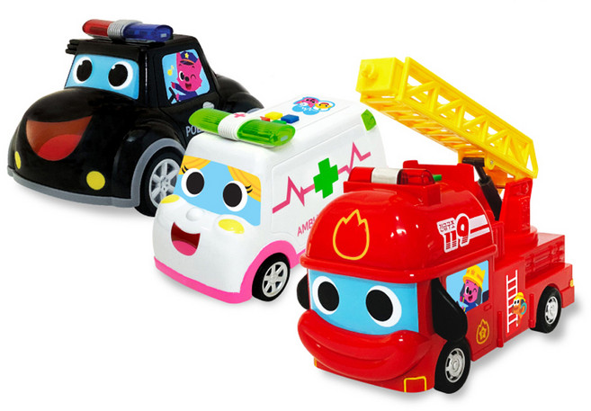 핑크퐁 슈퍼구조대 자동차 3종 세트, 혼합색상, 1개